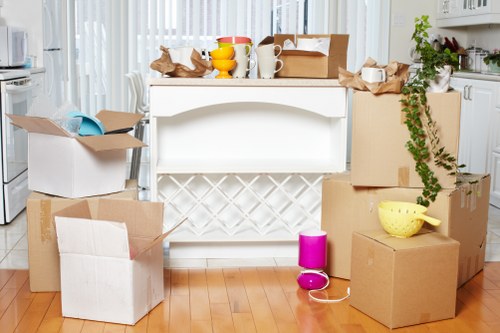 Packed storage unit in Wennington with neatly arranged household belongings