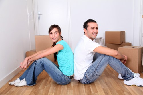 Moving furniture safely through a flat staircase during Wennington removals